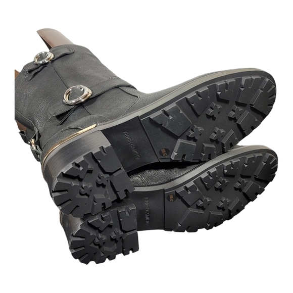 NWOB Vince Camuto Kerivini in Smooth Black Leather Moto Boot Size 10.5 SB7 - Picture 10 of 13